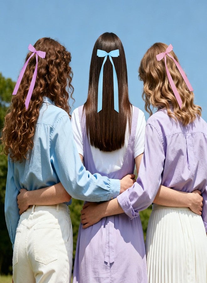 Xosjska 20 Pcs Silky Satin Hair Bows Hair Clip Ponytail Holder Accessories Slides Metal Clips French Barrette Hairs Bow with Long Tail (Long tail, Hairs Accessory, All Ages) - Image 5